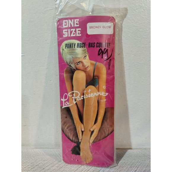 Vintage Pantyhose La Parisienne 60's 70's Sheer Panti Hose One Size Bronze Glow - Picture 2 of 3